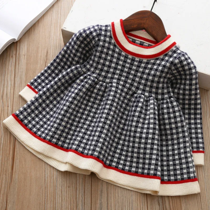 Hot Sale Dresses Sweater Plaid Toddler Baby-Girls Winter Christmas Infant Kids New Children Autumn QLXBqNYNx