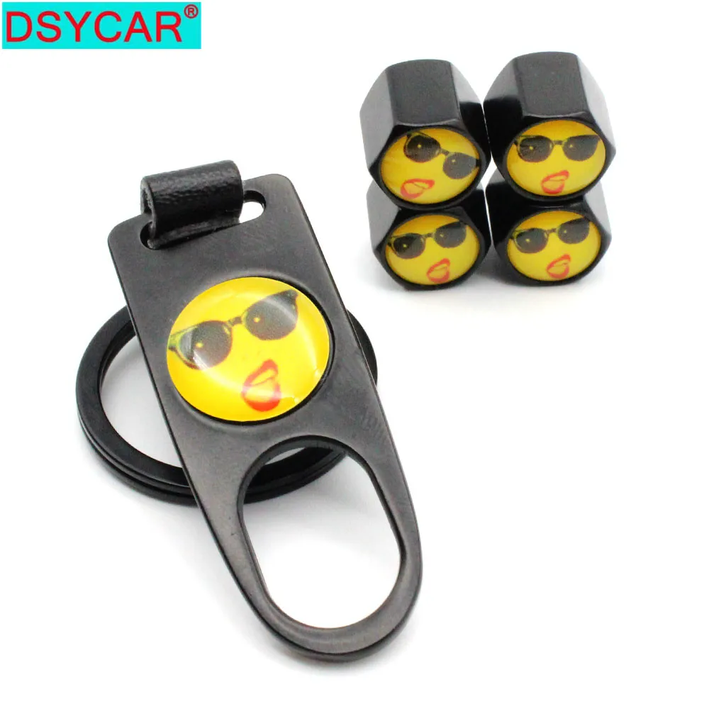 

DSYCAR 1Set Zinc Alloy Anti-theft Car Wheel Tire Valve Caps Stem Air + Leather buckle Wrench Auto Car Wheels Tires Parts