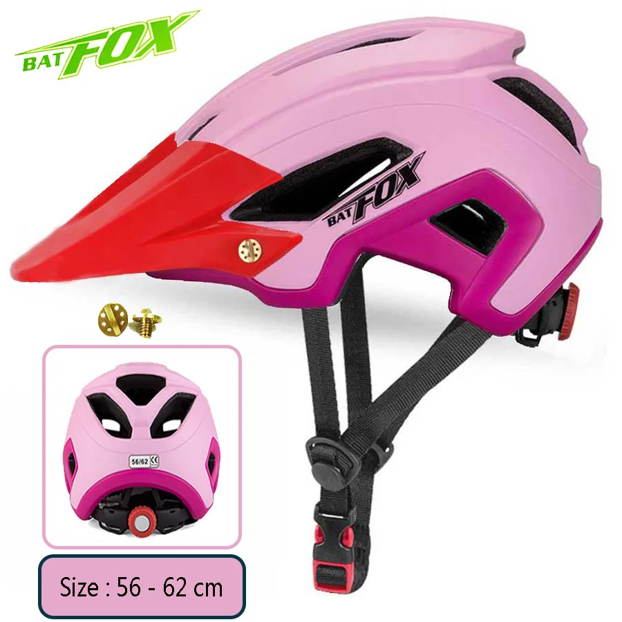 692-Pink-Red BATFOX велосипедный шлем для взрослых горная дорога унисекс велосипедный шлем для мужчин открытый спортивный защитный большой козырек шлем - Цвет: 692-Pink-Red