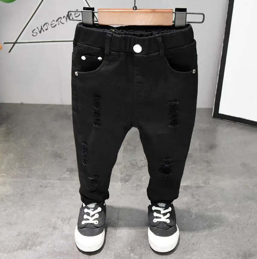 Denim Pants Children's pants Chorus Clothing Pure White/Black Students Contest Straight Jeans Baby Boys Comfortable Latin Dance Trousers
