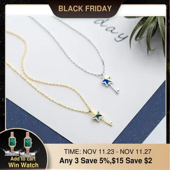 

Key Necklace Real 925 Silver Vintage Choker Jewelry Joyas Pendant Collares Party Gift Kolye Collier Femme Necklace For Women
