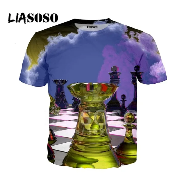 Новинка футболка LIASOSO с 3d принтом шахматная доска графикой в стиле Харадзюку
