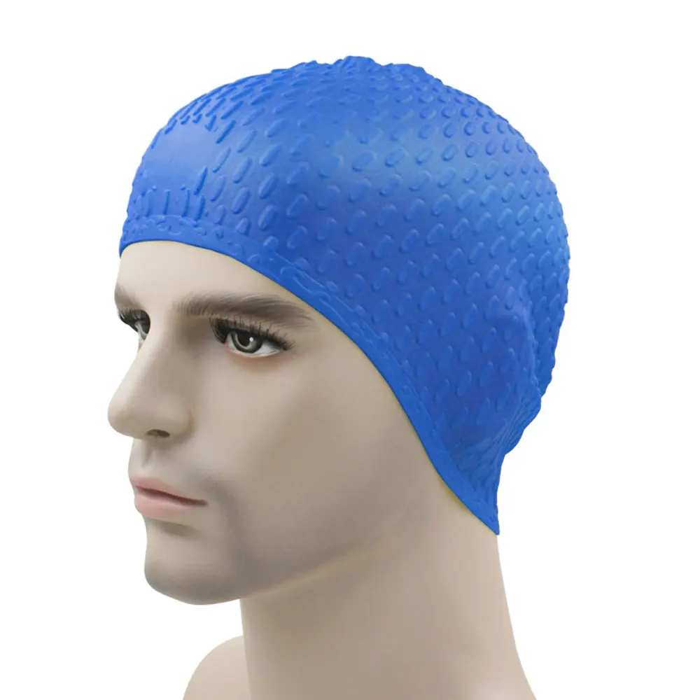 dark blue Шапочка для бассейна, шапка в форме капли воды, модная Силиконовая Водонепроницаемая шапочка для душа - Цвет: dark blue