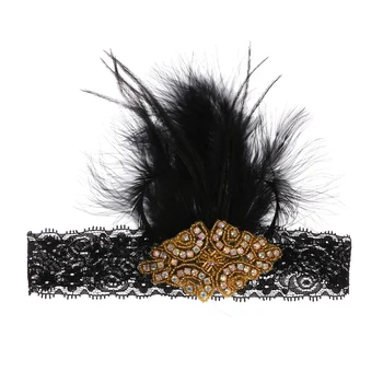 

Vintage Feather 1920s Great Flapper Crystal Diamante Headband Wedding