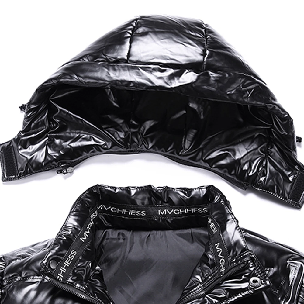 New Bright Leather Winter Men's Jacket Casual Parka Outwear Waterproof Puffer Padding Warm Stand With Hood Outwearing Coat down jacket parka coat parkas coat