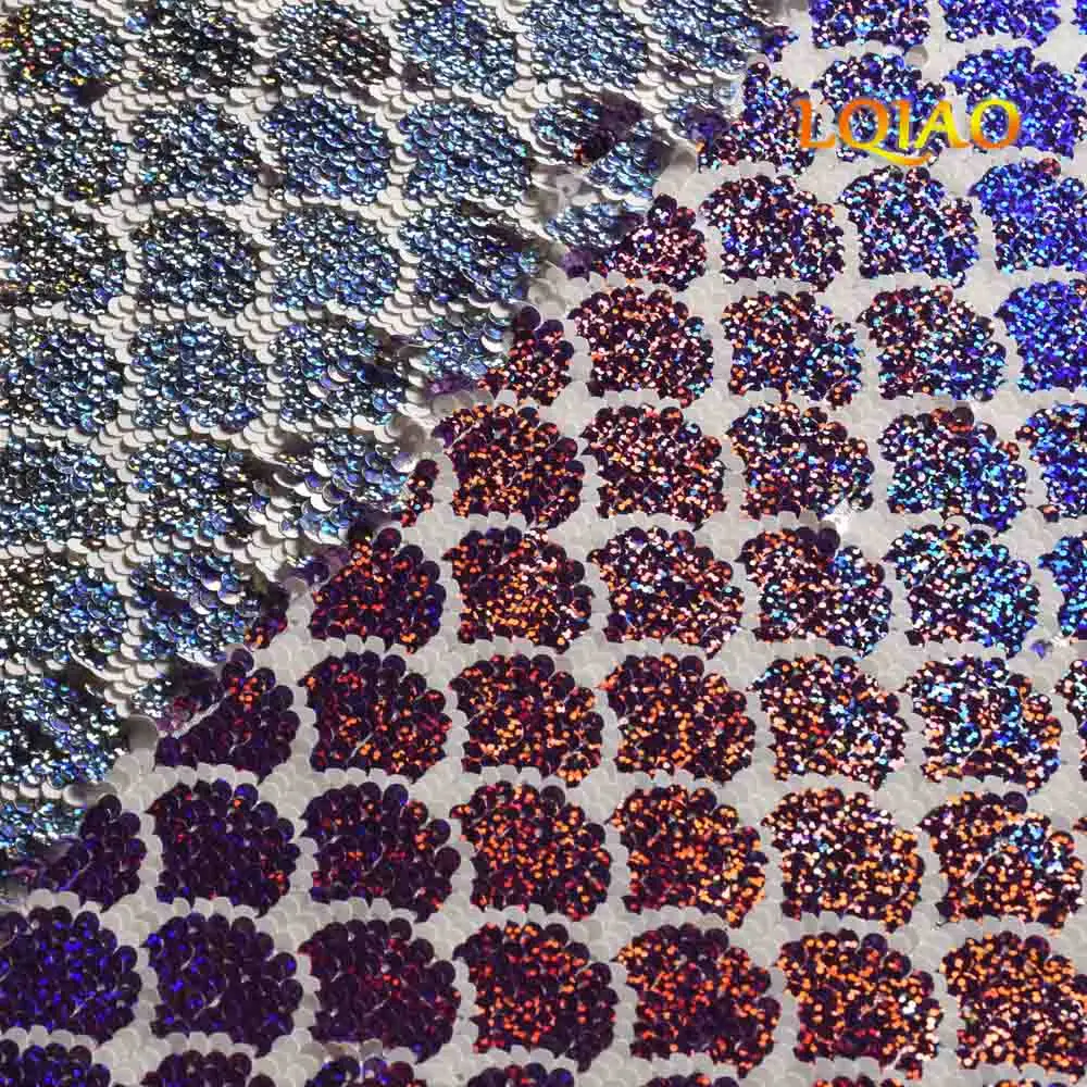 LQIAO аксессуары 45*125 см русалка Реверсивный блестящий цвет сменный блесток лист ткани для одежды/часть подушки Декор-фиолетовый