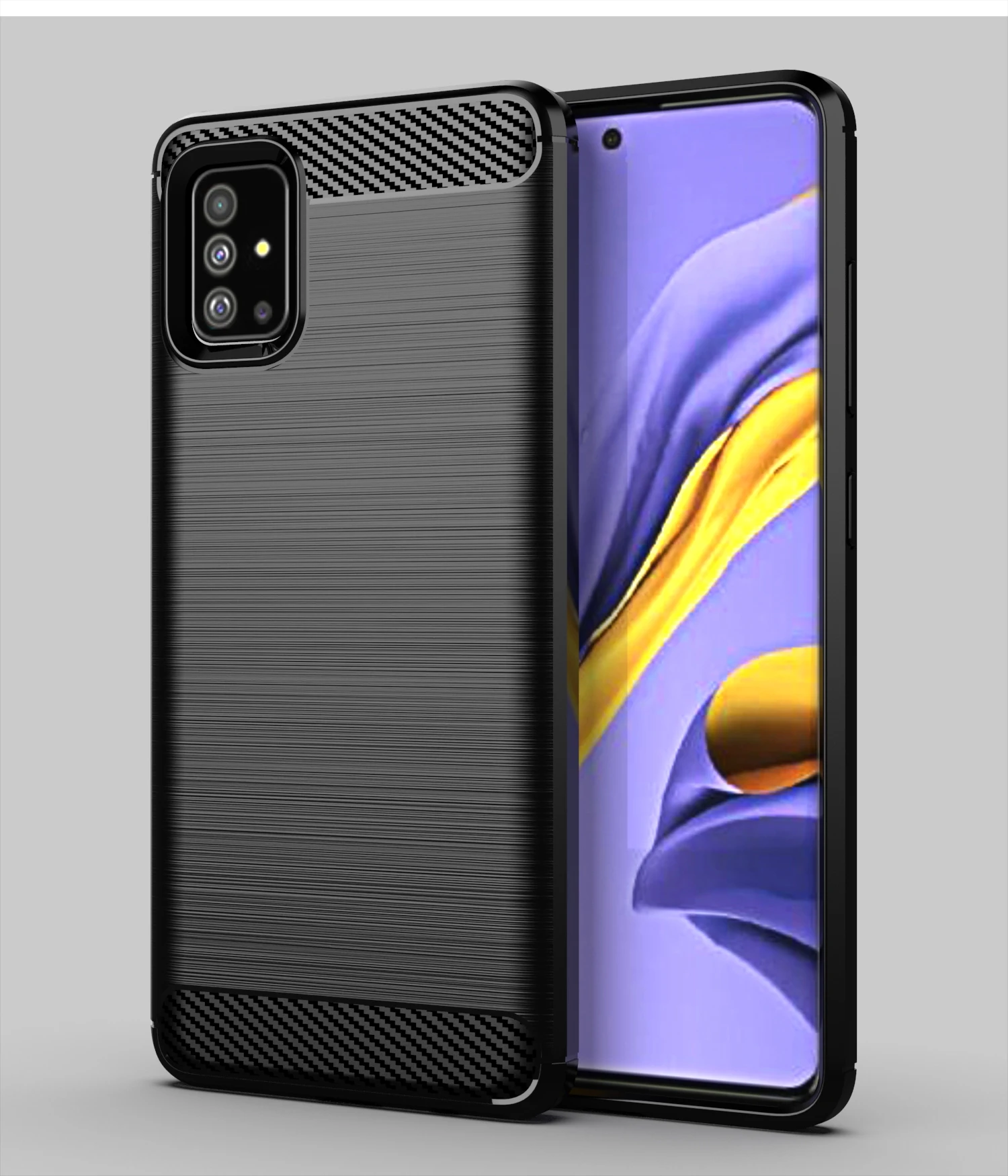 Матовый чехол из углеродного волокна для samsung Galaxy A51 S11 Plus S11e, Силиконовый противоударный чехол для samsung S11, чехол для телефона - Цвет: Черный