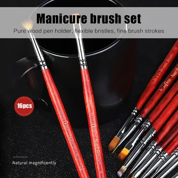 

16Pcs Manicure UV Gel Painting Drawing Brush Pen Different Multifunction Wooden Handle Water-color Nail Brush Pen For Girls L506
