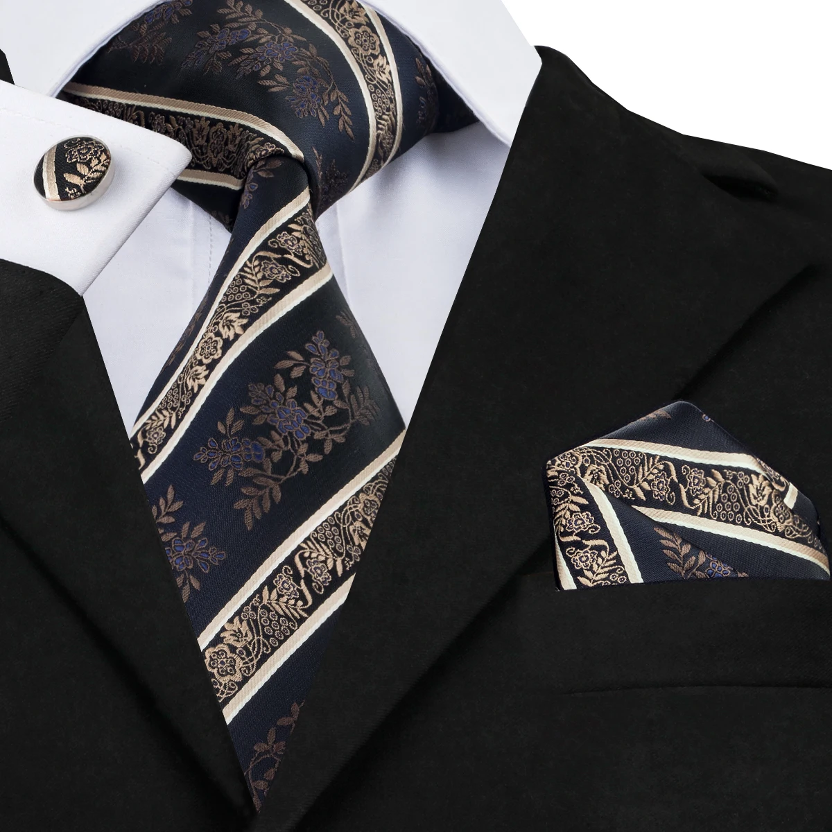 SN-0798 Hi-Tie классический серый галстук для мужчин Шелковый жаккардовый тканый галстук Hanky запонки набор для мужчин дизайнерские модные шелковые галстуки SN-1466 - Цвет: SN-0798