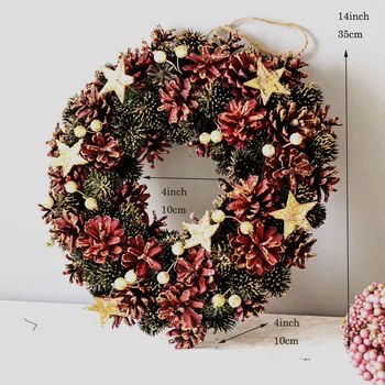 

Party Xmas Craft Nature Staff Stars Decoration Christmas Wreath Window Door Wreath for Home New Year Decorations Garland Decor