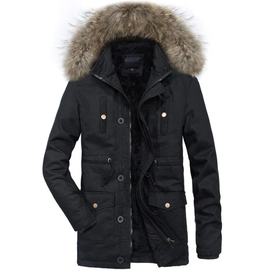 Parka invierno hombre, gorro con pelo largo de algodón, chaqueta gruesa y prendas de vestir, Parkas, ropa Masculina - AliExpress Mobile