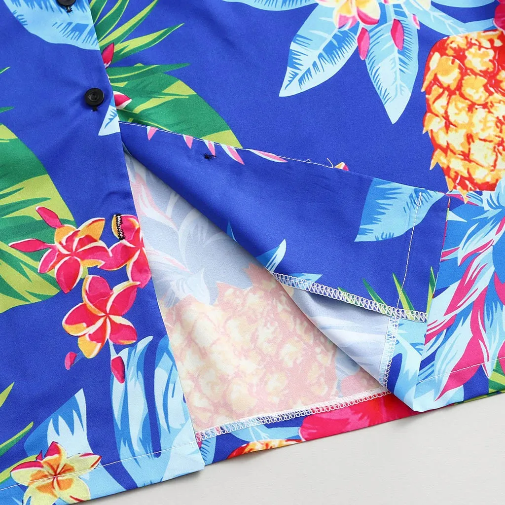 Летняя мужская рубашка, блуза с этническим цветочным принтом, короткий рукав, свободные пуговицы, повседневная мужская рубашка, топы в гавайском стиле, Camisas Hombre Koszula
