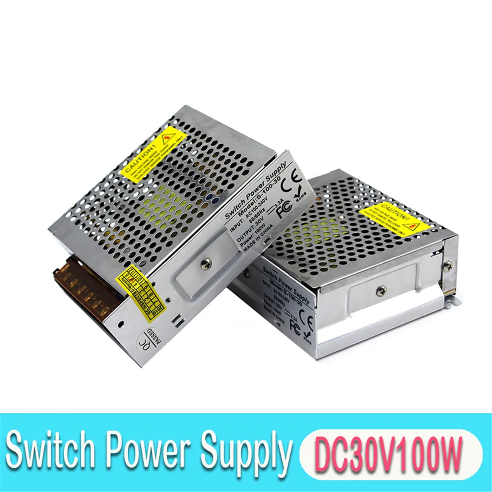 Переменный источник питания постоянного тока 30V 3.3A 100W трансформаторы AC100-240V AC DC30V SMPS для электрооборудования оборудования Cctv