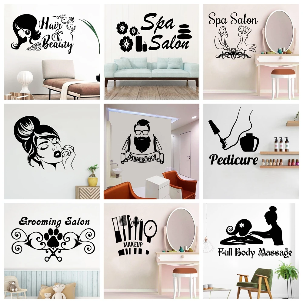 Creative Beauty Salon Wall Stickers Barber Shop Spa Sticker Home Decor For Commercial District Decoration Accessories Creative Beauty Salon Wall Stickers Barber Shop Spa Sticker Home Decor For Commercial District Decoration Accessories