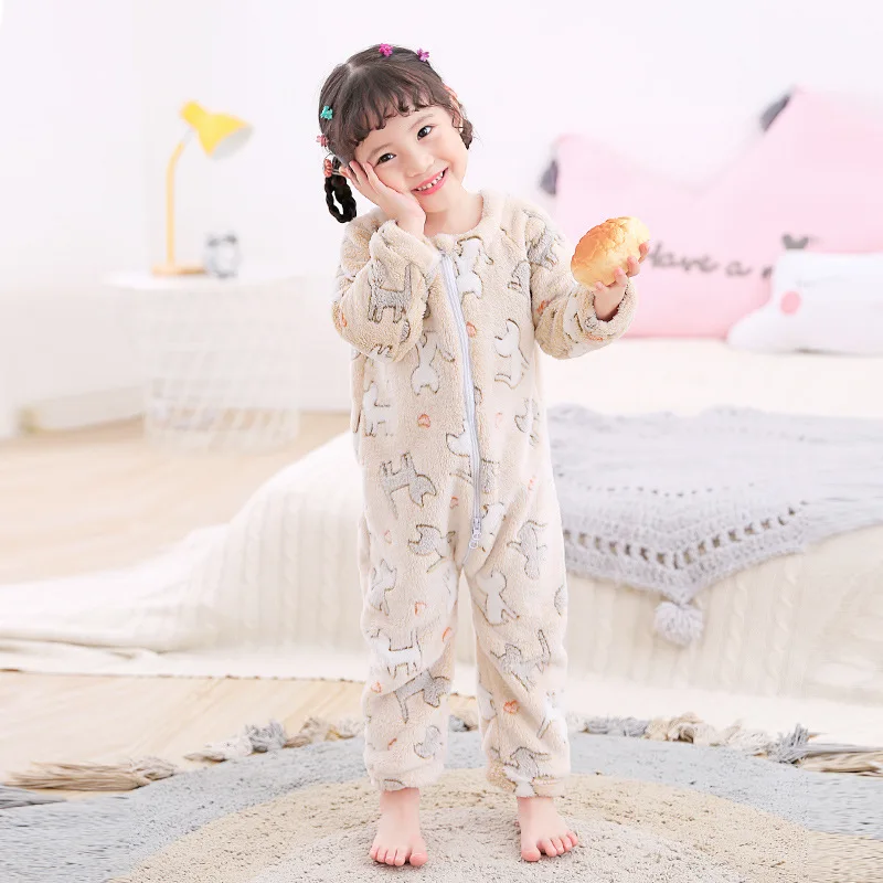Pijama de lana para niños y niñas, manta gruesa y cálida para gatear, de dormir para exteriores