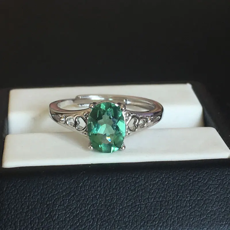 CSJ Настоящее зеленый кварц кольцо стерлингового серебра 925 для женщин леди изысканное украшение на свадьбу помолвка для женщин с коробкой