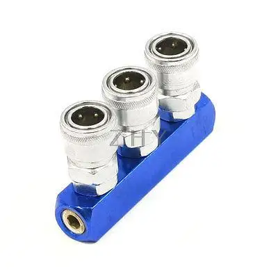 

3-Way Pass Base Pneumatic Fitting Coupler Connector Blue