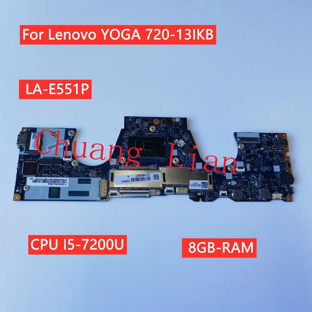 DIZY6 LA-E551P материнская плата для ноутбука Lenovo YOGA 720-13IKB оригинальная с процессором