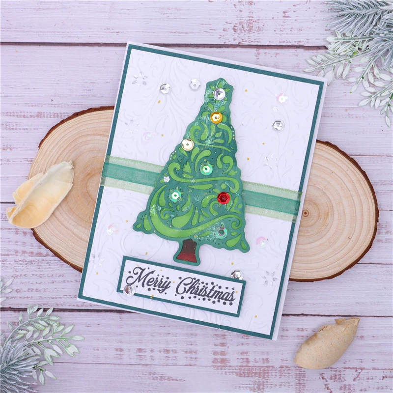 

InLoveArts Christmas Tree Dies Background Metal Cutting Dies for Card Making Scrapbooking Embossing Album Craft Frame Die Cuts
