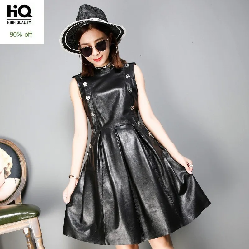 Merk Sexy Lederen Jurk Zwart Korte Zwarte Mouwloze Partij Lederen Jurk Slanke Herfst Jurken Hoge Kwaliteit Vrouwen Kleding Merk Sexy Lederen Jurk Zwart Korte Zwarte Mouwloze Partij Lederen Jurk Slanke Herfst Jurken Hoge Kwaliteit Vrouwen Kleding