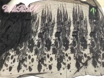 

5 Yards Black Mesh African Tulle Embroidered Lace Fabric French Net Lace Fabric for Fashion Dress Bridal Veil Material