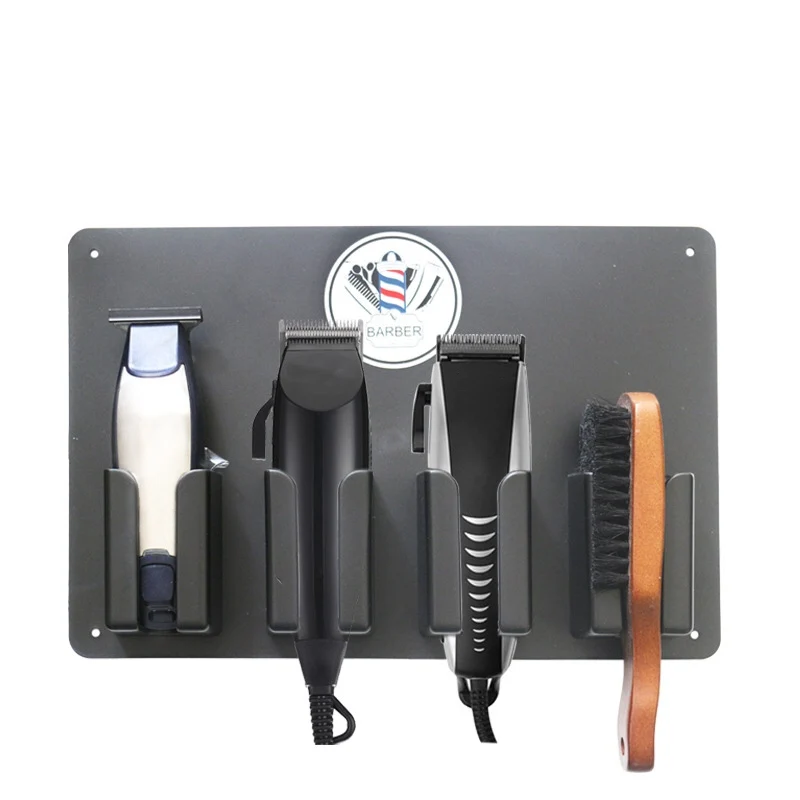 

Professional Salon Barer Clipper Tray Black Clippers Organizer Case with 4 Notches Holder Anti-slip Hairdresser Tools Box