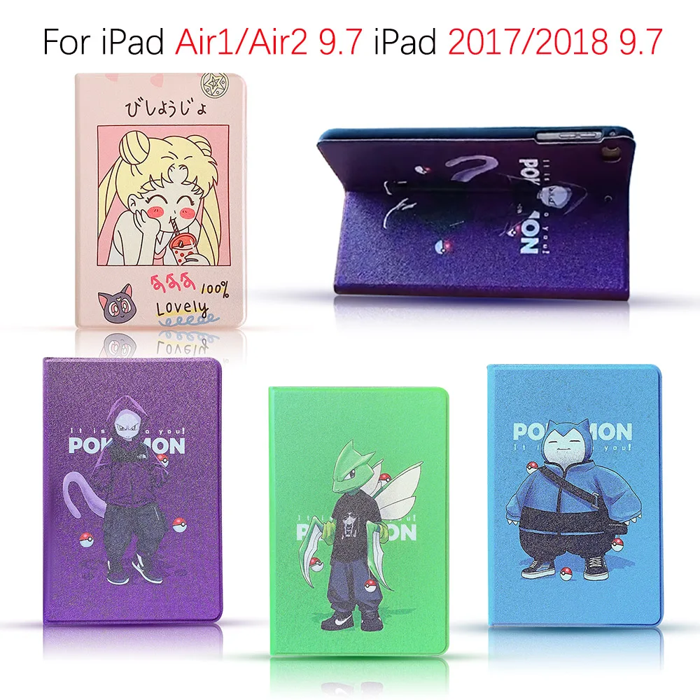 

Japanese Cartoon Cover For Apple iPad 5 6 9.7 inch Case For iPad 2017 2018 Cover Faux Leather For iPad Air1 Air2 Case