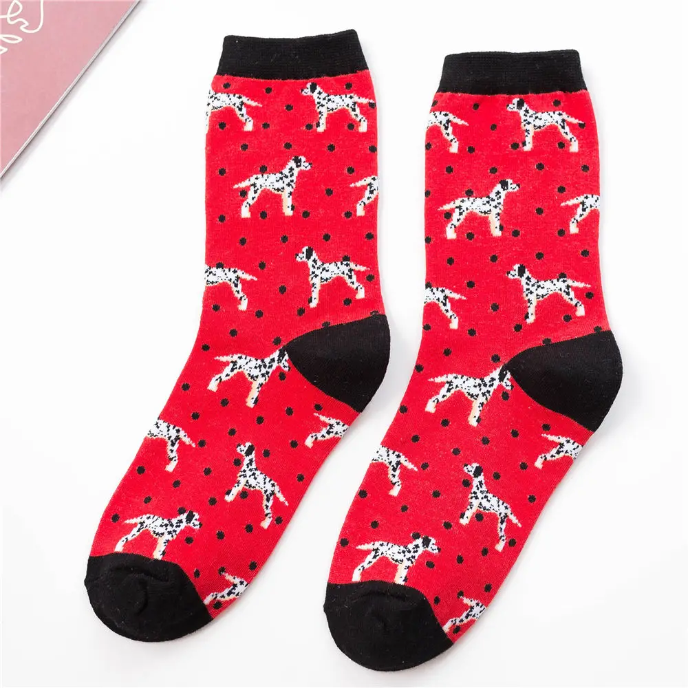 Dog Dalmatian Новинка; милые носки с рисунками животных; забавные носки с изображением Далматинских собак, леопарда, кота, бабочки, раковины, подводного мира; носки в стиле ретро; Рождественский подарок - Color: Dog Dalmatian