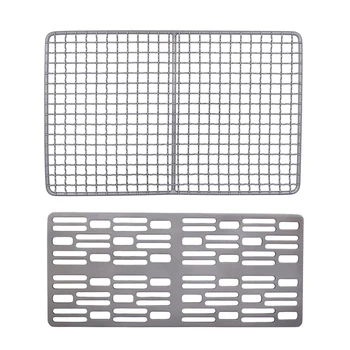 

2 Pcs Titanium Charcoal Bbq Grill Barbecue Net Camping Outdoor Grill Net,255 x 165mm & 250 x 110mm