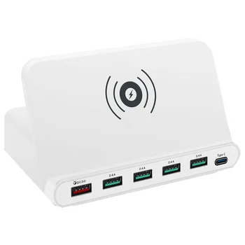 

6-port usbqc3.0 fast charging intelligent digital display wireless charger 5v6usb12a adapter tpye cpd fast charging