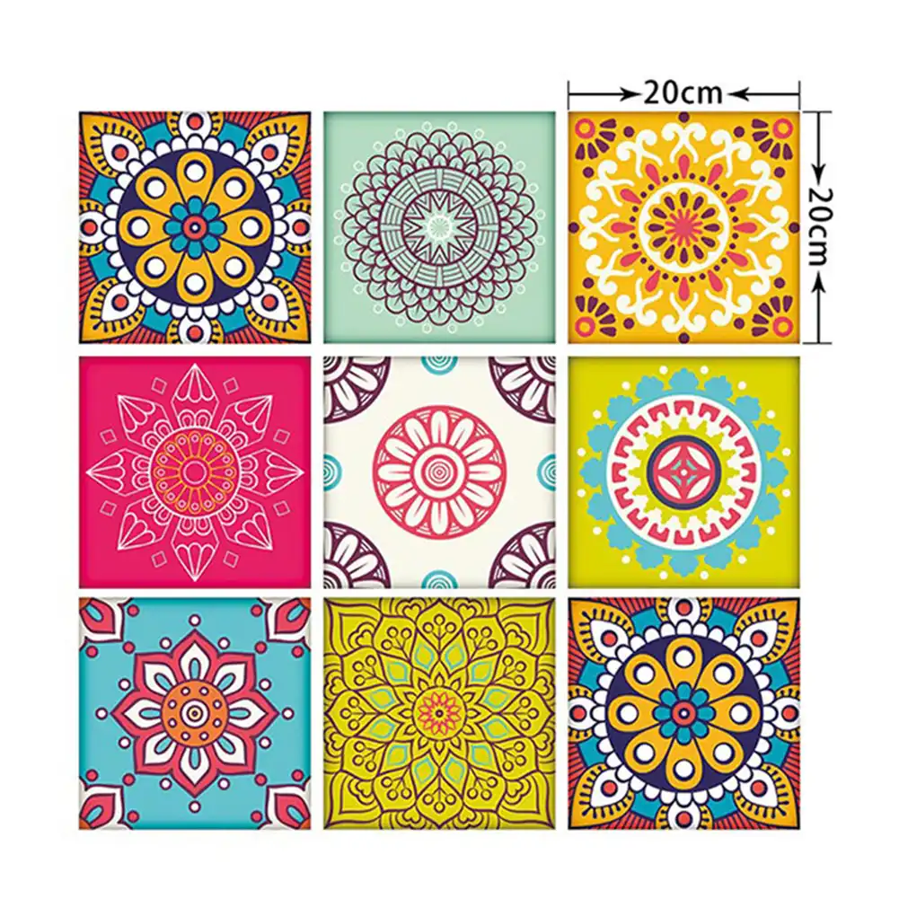 10pcs//set Self Adhesive Home Tile Stickers Wall Decor Moroccan Style Kitchen
