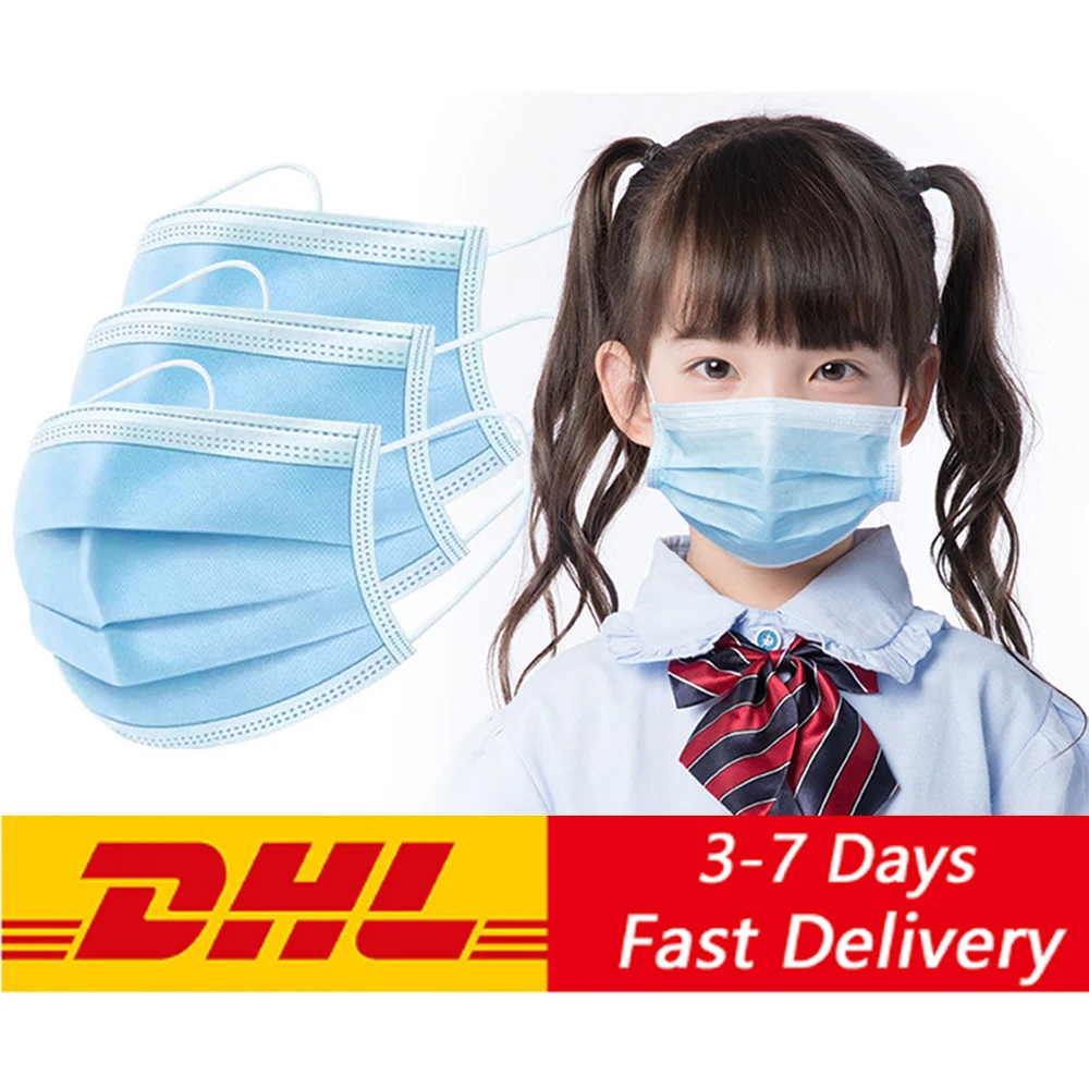 

100pcs 3 layer Disposable Face Mouth Mask Nonwoven Masks Anti PM2.5 Hygiene Safety Baby Health Care Mouth Face Mask DHL Shipping