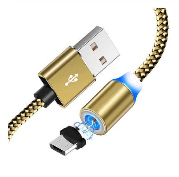 Магнитный кабель 3 в 1 Micro usb type C адаптер зарядное устройство Быстрая зарядка для Iphone для samsung для Xiaomi магнит Android телефонный шнур - Цвет: Золотой