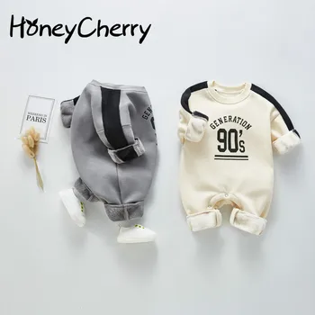 

2020 Spring Baby Girl Romper New Korean Baby Digital Plush romper Long Sleeve Creeper New Born Baby Clothes