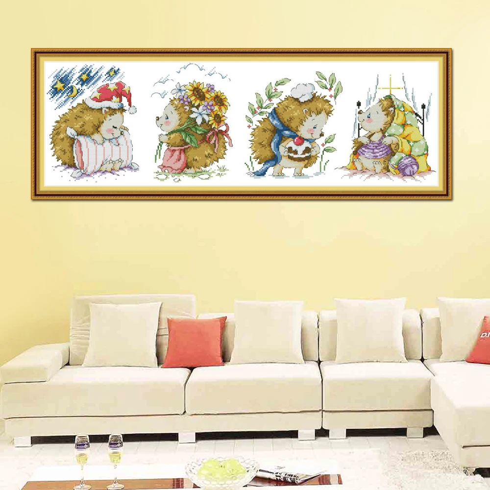 Joy Sunday Счастливый маленький ежик Вышивка крестом DA330 14CT 11CT Счетный и штампованный домашний Декор маленький ежик наборы для вышивки крестом