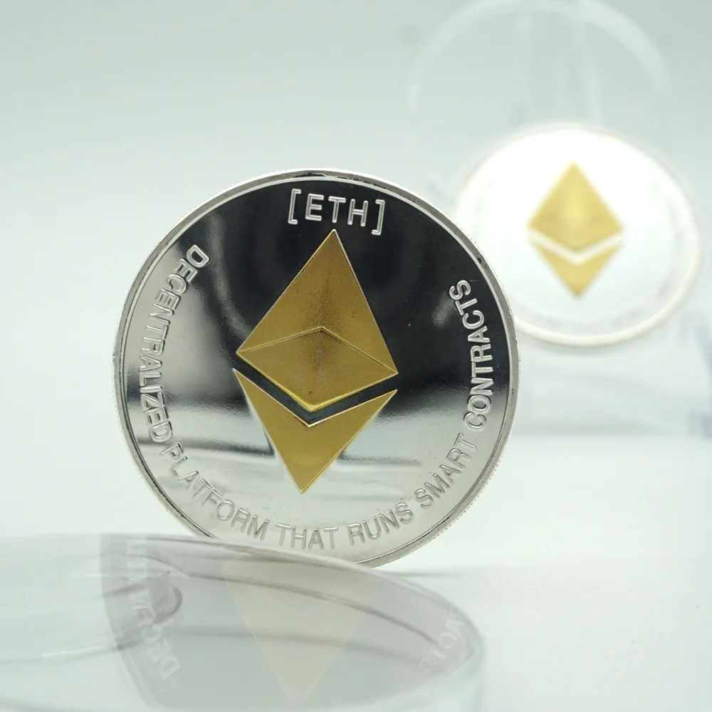 2PCS Creative Ethereum Non currency Imitation Plated Gift Commemorative coins Souvenir Metal Gold Antique Collection Coin