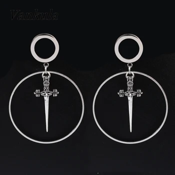 

Vankula 2PCS Dangle Plugs Ear Tunnels New Cool Hoop Rings Ear plugs Expander Piercing Body Jewelry Gauges Tunnel Earrings