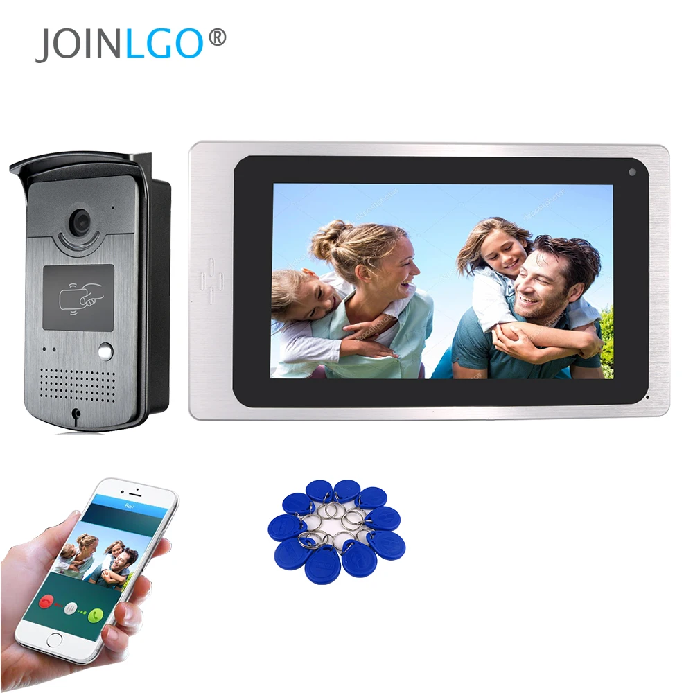 

Free Shipping WIFI IP 7" Touch Screen Video Intercom Door Phone Record System Phone Remote View Unlock RFID Unlock Door Camera
