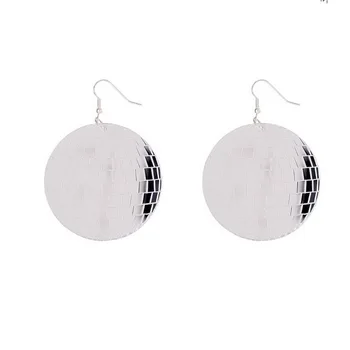 

Vintage Chic Silver Color Mirror Surafce Disco Ball Acrylic Drop Earrings Exaggerated Geometric Dangle Earrings New Year Gifts