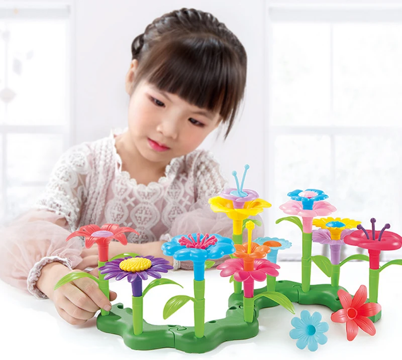 46pcs/set DIY Girls Pop Beads Flowers Interconnecting Blocks Toys  Dream Garden Series Bricks Educational Toys For Children ZXH