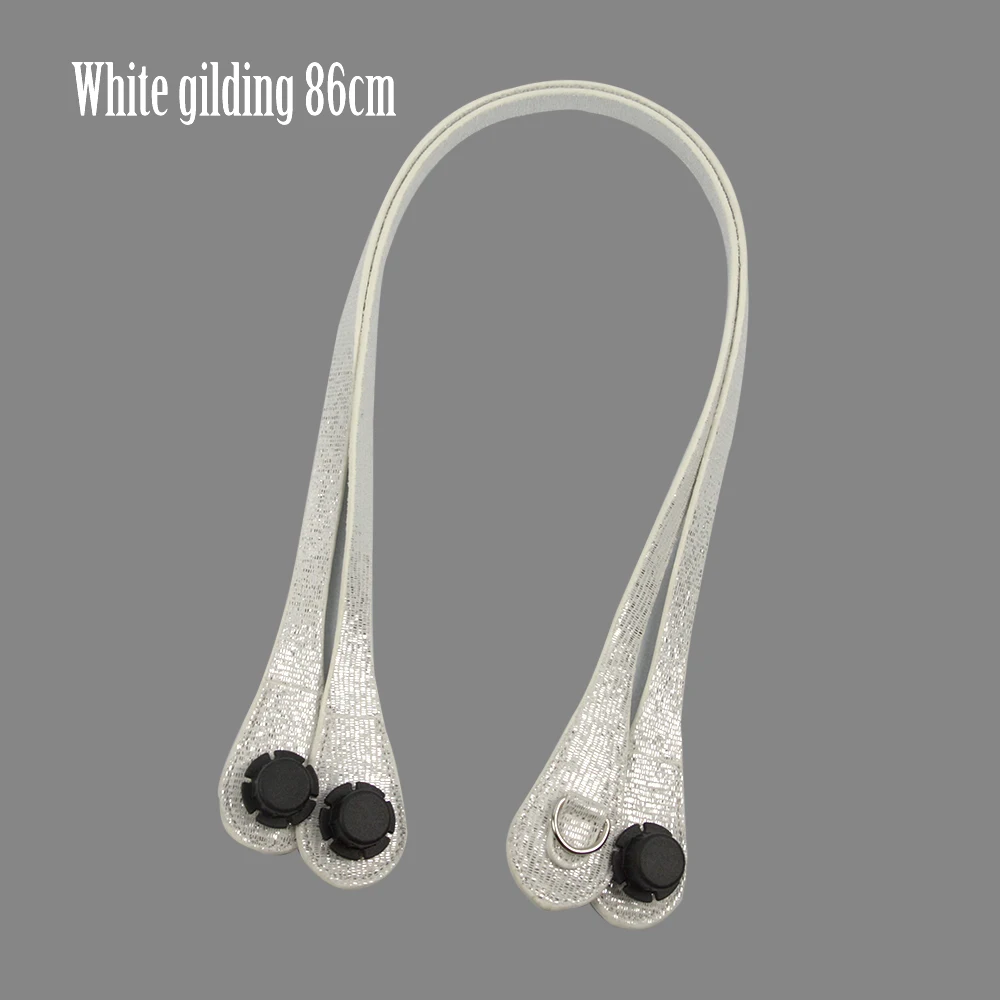 gilding white 86cm Новинка, 51 см, 86 см, позолоченные тонкие ручки, рисунок по краям, D пряжка, каплевидный конец, искусственная кожа, ручки для OBag, для EVA O Bag Body - Цвет: gilding white 86cm