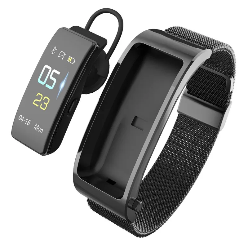 Черный Bluetooth Y5 умный Браслет вызов сердечного ритма Спорт шаг сенсорный цветной экран Bluetooth наушники фитнес Интеллектуальный браслет наушники - Цвет: Черный