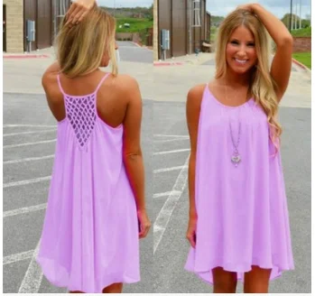 Women beach dress fluorescence female summer dress women chiffon voile women dress summer style women clothing plus size S-3XL Lavender