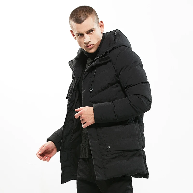 BOSIBIO New Winter Men's Jacket Simple Fashion Hooded Coat Fashion Brand Parkas Warm Outerwear 292L