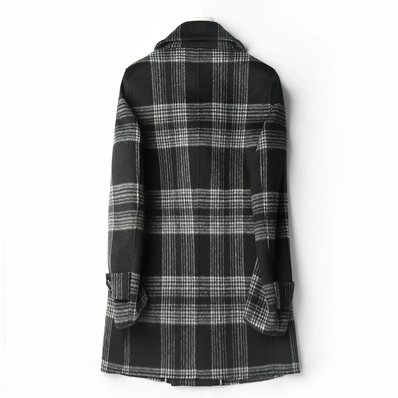 

Double Faced Wool Coat Men Autumn Winter Warm Jacket Top Quality Wool Plaid Overcoats Abrigo Hombre D-04-1959 MF637