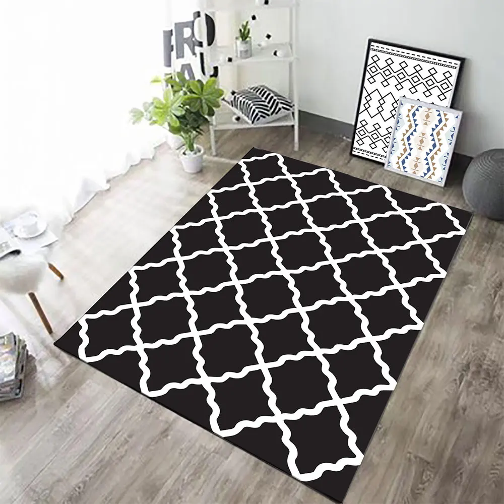 Напольный коврик Противоскользящие коврики с геометрическими узорами для гостиной Придверный коврик два размера Портативный водопоглощающий для ванной комнаты полиэстер бытовой