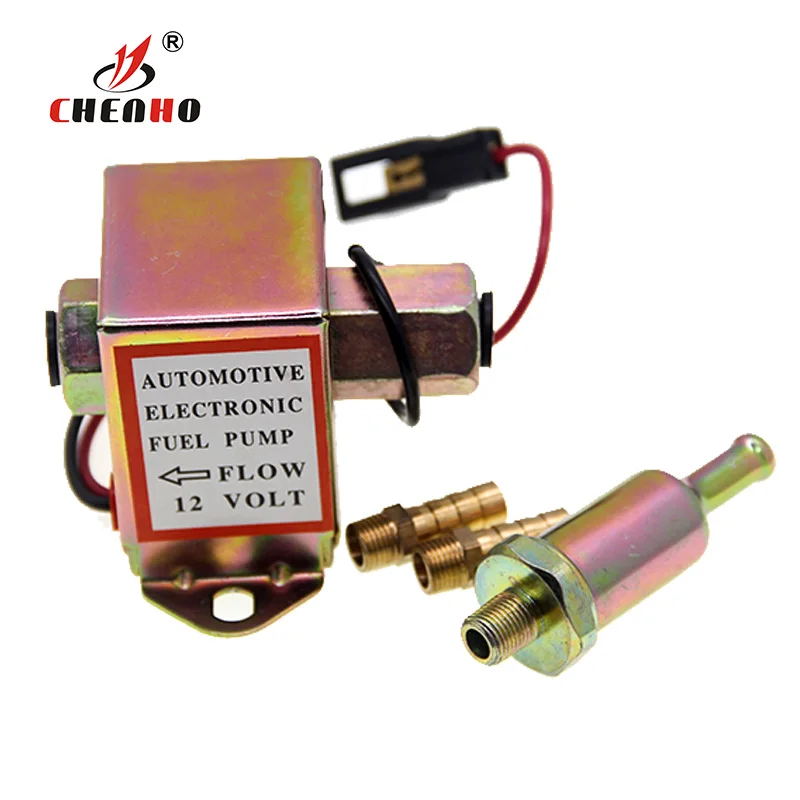 

12V red top square electric fuel pump with plug with copper coil 40106 P502 12V low pressure fuel pump for carburetor for F-ORD