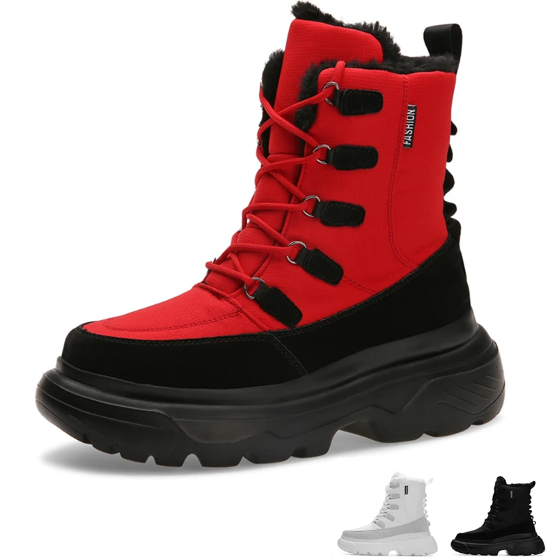 

Mens Winter Snow Boots Men Plush Fur Lined 2019 Mid-calf Boots Homens Outdoor Platform Boot Male Keep Warm Water Resistant 39-46
