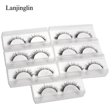 LANJINGLIN 7 пар, накладные ресницы ручной работы, Мягкие Накладные ресницы с крестиком, очаровательные натуральные длинные ресницы для макияжа, накладные Ресницы Cilios# V06
