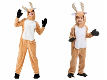 

Parent-Child Christmas Costums Xmas Eve Elk Cosplay Costume Animal Reindeer Jumpsuit Fancy Party Role Play Stage Show Disfraz